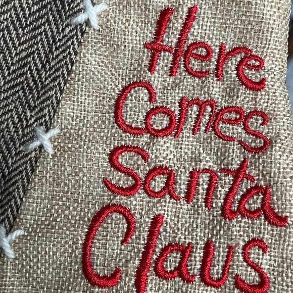 Dan Dee Christmas Stocking Here Comes Santa Claus Primitive Country Patchwork - Picture 11 of 11